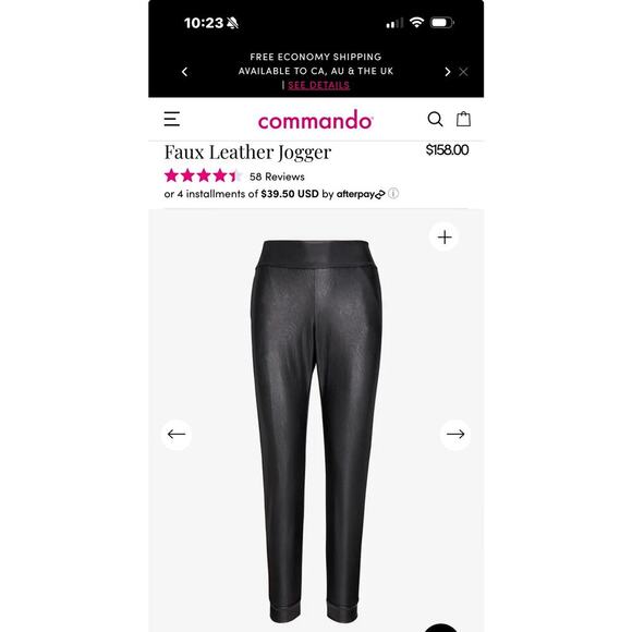 Commando Women's Black Faux Leather Joggers Pant Stretch Size Large NWT - Picture 4 of 11